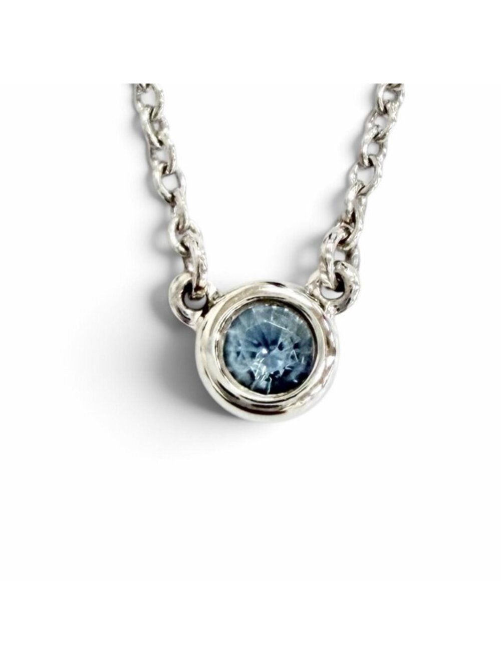 Tiffany & Co Elsa Peretti by the Yard 925 Aquamarine Necklace Silver Light Blue